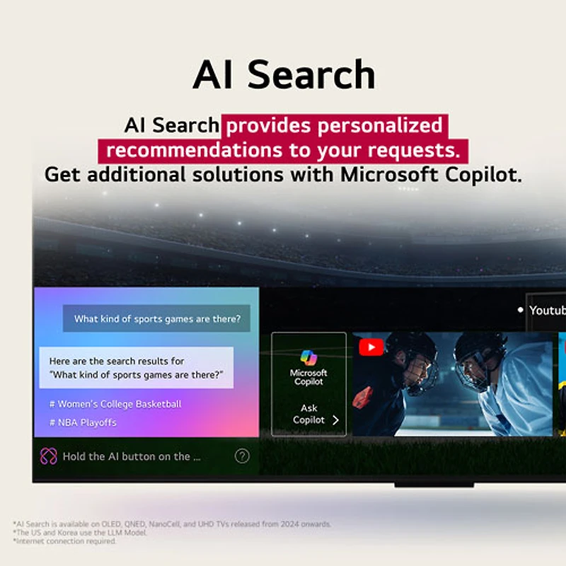 Téléviseur intelligent avec IA webOS HDR QNED UHD 4K de 50 po QNED70 de LG (50QNED70AUA.ACC) - 2025