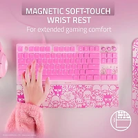 Clavier de jeu rétroéclairé sans pavé numérique à commutateurs à méca-membrane Hello Kitty de Razer