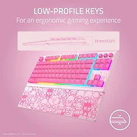 Clavier de jeu rétroéclairé sans pavé numérique à commutateurs à méca-membrane Hello Kitty de Razer