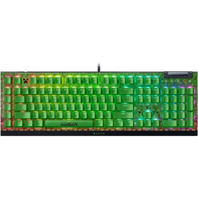 Clavier de jeu rétroéclairé pleine grandeur à commutateurs mécaniques verts BlackWidow V4X Minecraft de Razer