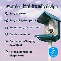 Mangeoire à oiseaux intelligente à énergie solaire Pro avec caméra et extension de perchoir de Bird Buddy - Bleu - Partenaire de détail exclusif
