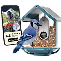 Mangeoire à oiseaux intelligente à énergie solaire Pro avec caméra et extension de perchoir de Bird Buddy - Bleu - Partenaire de détail exclusif