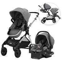 Système de transport modulaire intelligent Gold SensorSafe Pivot Xpan d'Evenflo avec siège d'auto pour bébé LiteMax - Gris lunaire