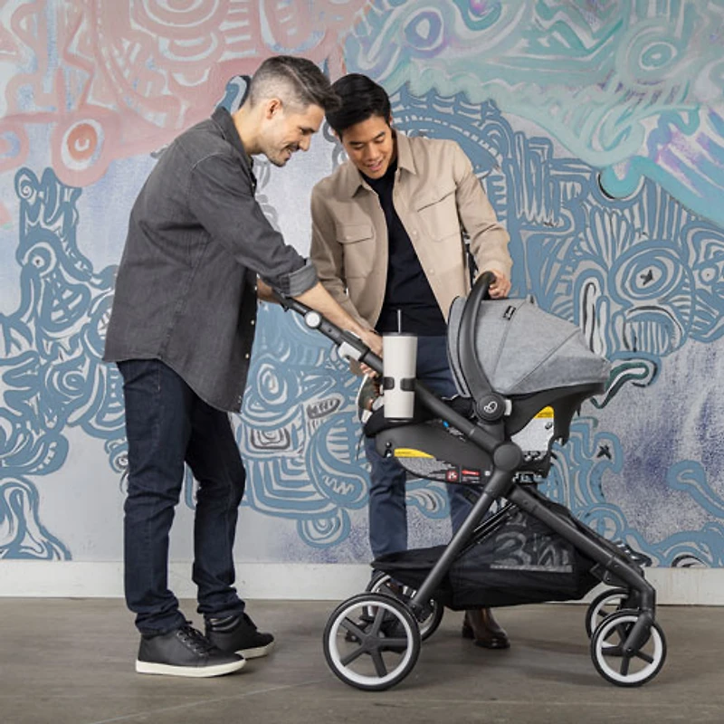 Système de transport modulaire intelligent Gold SensorSafe Pivot Xpan d'Evenflo avec siège d'auto pour bébé LiteMax - Gris lunaire