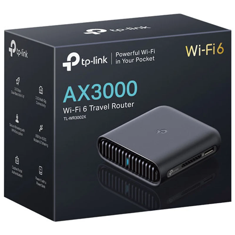 Routeur de voyage portatif sans fil bibande Wi-Fi 6 AX3000 de TP-Link (TL-WR3002X)