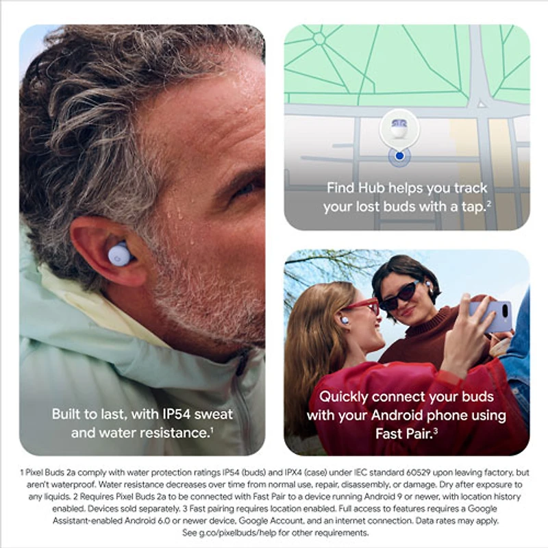 Écouteurs boutons 100 % sans fil à suppression du bruit Pixel Buds 2a de Google - Iris