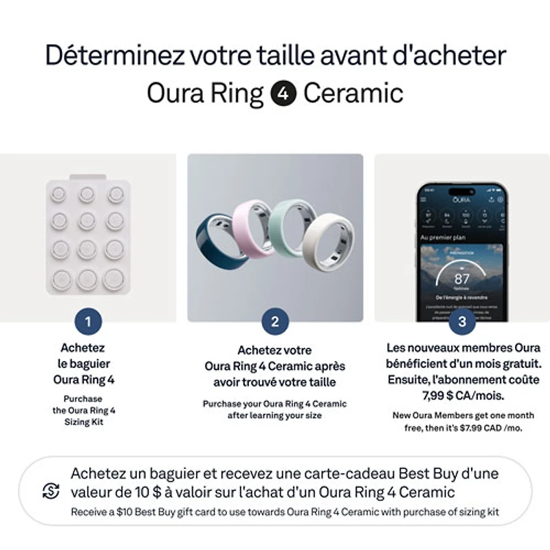 Anneau d'activité et de suivi du sommeil Oura Ring 4 en céramique - Minuit - Taille 5