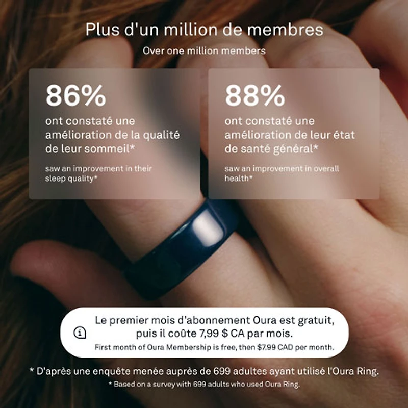 Anneau d'activité et de suivi du sommeil Oura Ring 4 en céramique - Minuit - Taille 5