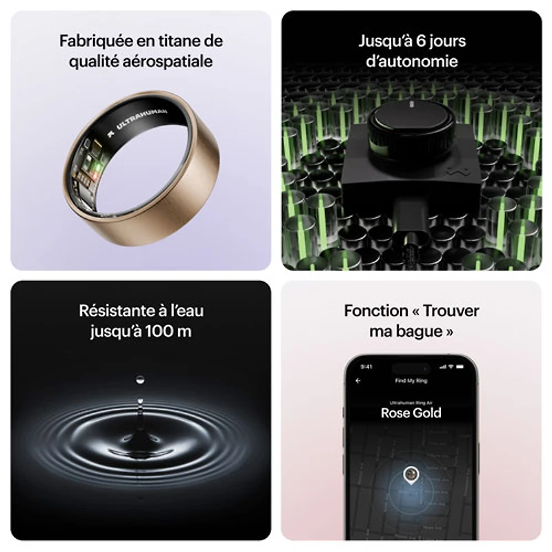 Ultrahuman Ring AIR Smart Ring with Health, Sleep & Fitness - 6 Battery - Rose Gold - Size 12
