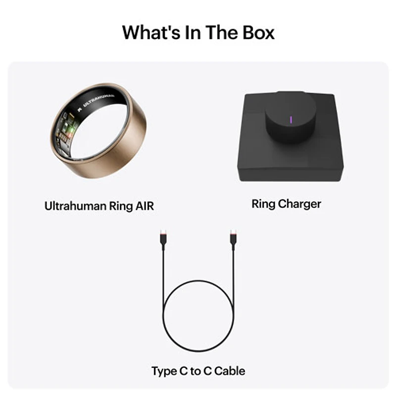 Ultrahuman Ring AIR Smart Ring with Health, Sleep & Fitness - 6 Battery - Rose Gold - Size 12