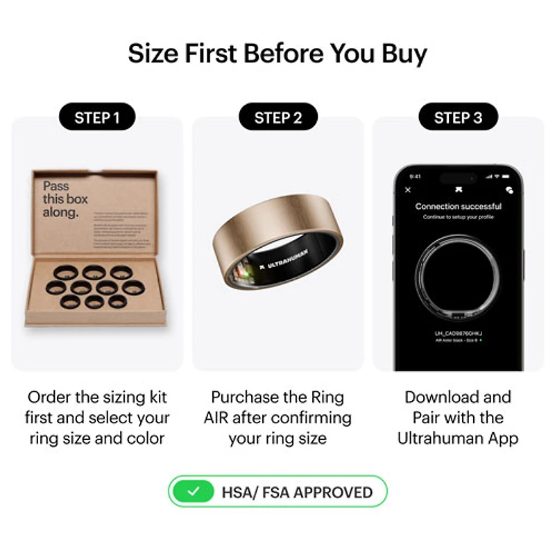 Ultrahuman Ring AIR Smart Ring with Health, Sleep & Fitness - 6 Battery - Rose Gold - Size 12