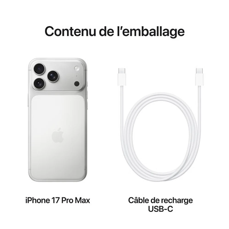 iPhone 17 Pro Max de 2 To d'Apple - Argenté - Déverrouillé