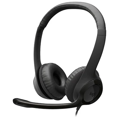 Casque d'écoute avec fil à suppression du bruit H390 de Logitech - Noir minuit