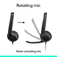 Casque d'écoute avec fil à suppression du bruit H390 de Logitech - Noir minuit