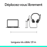 Casque d'écoute avec fil à suppression du bruit H390 de Logitech - Noir minuit