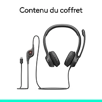 Casque d'écoute avec fil à suppression du bruit H390 de Logitech - Noir minuit