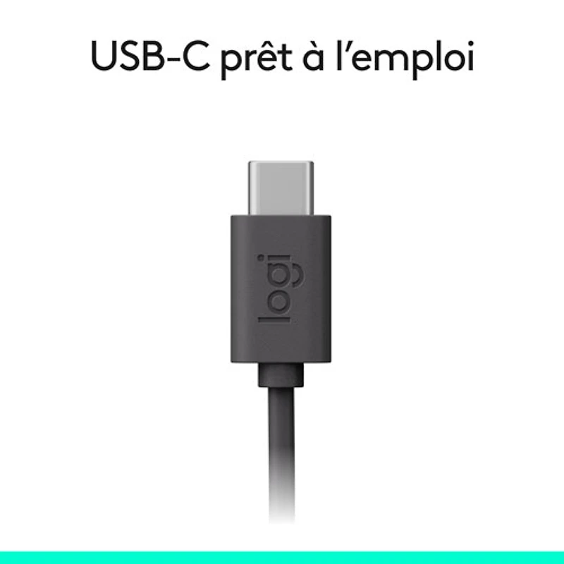 Casque d'écoute avec fil à suppression du bruit H390 de Logitech - Noir minuit