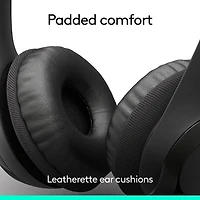 Logitech H390 On-Ear Noise Cancelling Wired Headphones - Midnight Black
