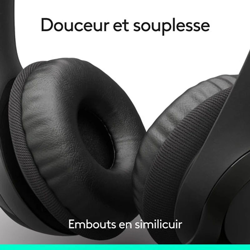Casque d'écoute avec fil à suppression du bruit H390 de Logitech - Noir minuit