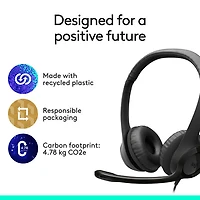 Casque d'écoute avec fil à suppression du bruit H390 de Logitech - Noir minuit