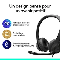 Casque d'écoute avec fil à suppression du bruit H390 de Logitech - Noir minuit