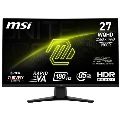 Moniteur de jeu incurvé DEL 180 Hz 0,05 ms WQHD de 27 po de MSI (MAG 274CQFB E18) - Noir métallique