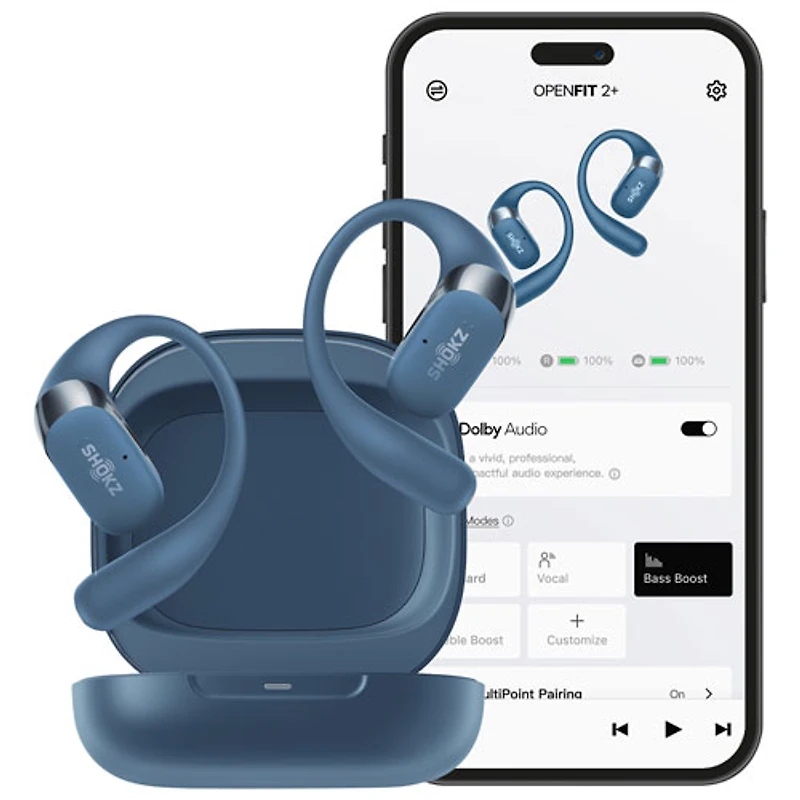 Shokz OpenFit 2+ Open-Ear True Wireless Headphones - Stone Blue