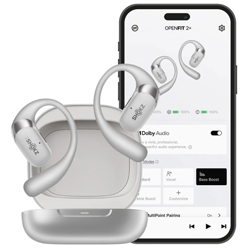 Écouteurs ouverts 100 % sans fil OpenFit 2+ de Shokz - Gris