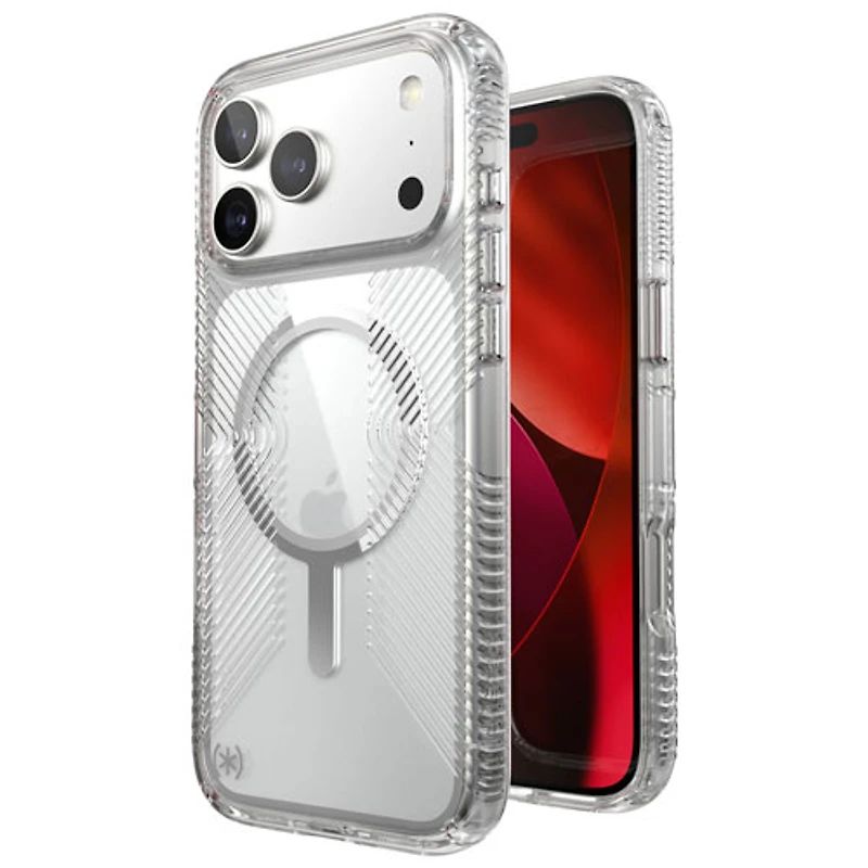 Speck Presidio Perfect-Clear Grip Fitted Hard Shell Case with MagSafe for iPhone 17 Pro Max - Clear/Silver