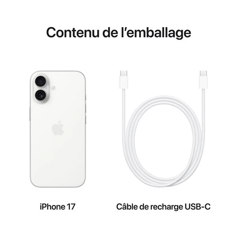 iPhone 17 de 512 Go d'Apple avec TELUS - Blanc - Financement mensuel