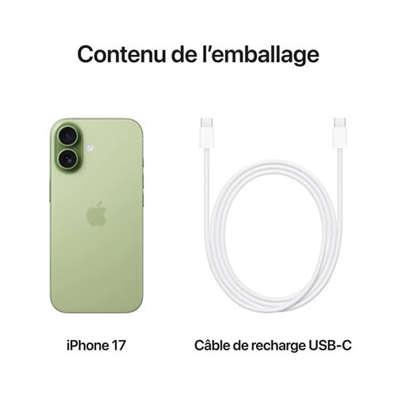 iPhone 17 de 512 Go d'Apple avec Bell - Sauge - Financement mensuel