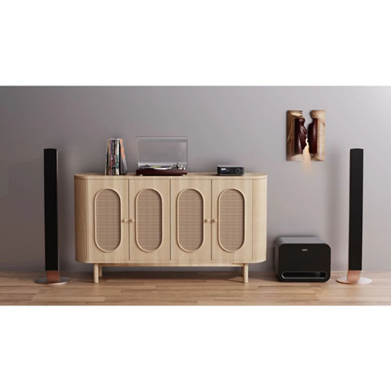 Haut-parleur d'extrêmes graves sans fil 8 po 250 W Sub Pro de WiiM - Noir très lustré