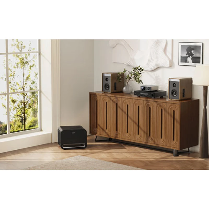 Haut-parleur d'extrêmes graves sans fil 8 po 250 W Sub Pro de WiiM - Noir très lustré