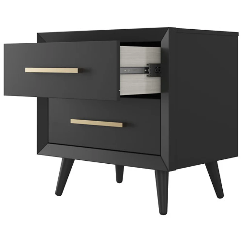 Table de chevet contemporaine à 2 tiroirs pour enfants Cranbrook - Ébène
