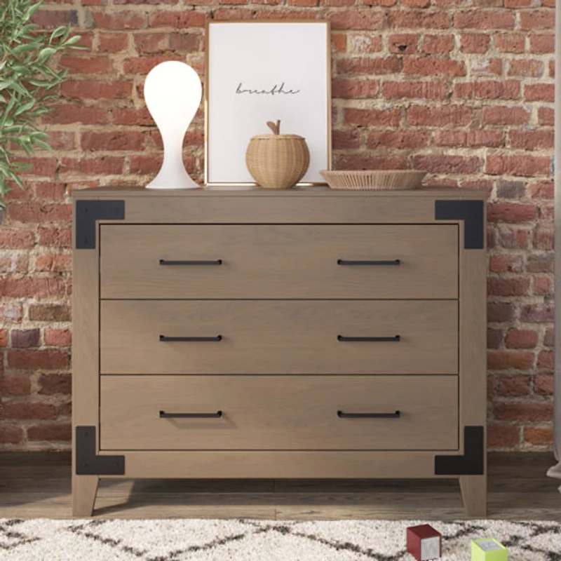 Commode champêtre rustique à 3 tiroirs pour enfants Lucas - Bruyère poussiéreuse