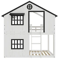 Farmhouse Modern Kids Bunk Bed - White/ Black