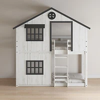 Farmhouse Modern Kids Bunk Bed - White/ Black