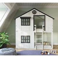 Farmhouse Modern Kids Bunk Bed - White/ Black