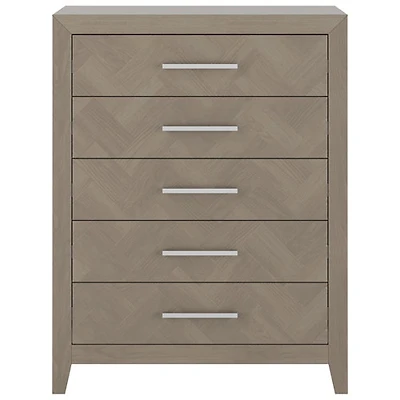 Commode de style transitionnel à 5 tiroirs pour enfants Kieran - Gris croissant