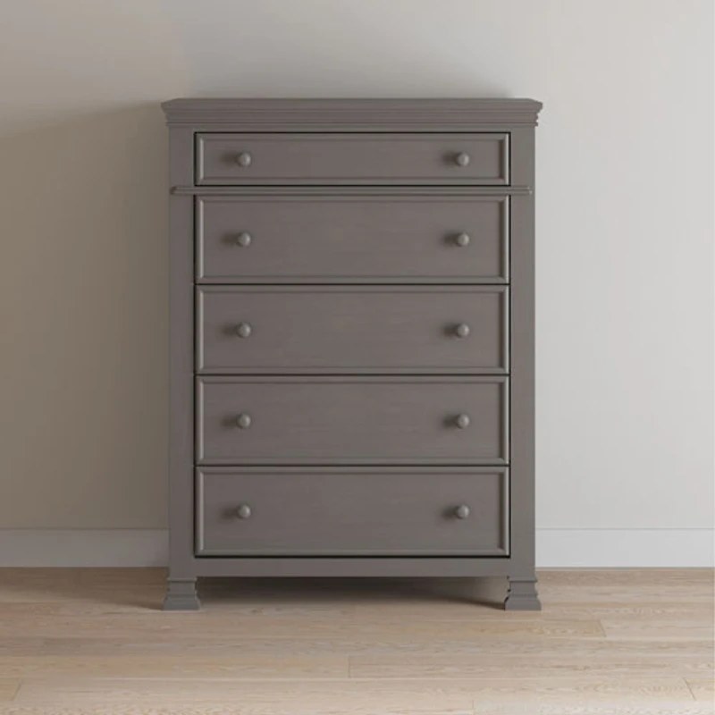 Commode traditionnelle à 5 tiroirs pour enfants Westgate - Gris Chelsea