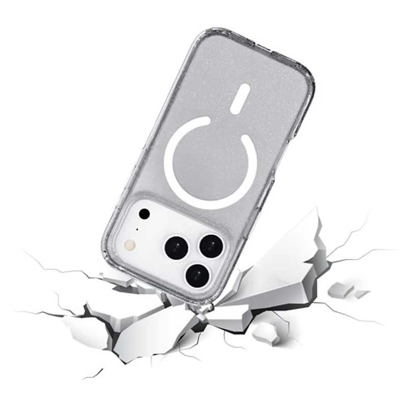 Étui rigide ajusté Glitz de TUFF8 avec MagSafe pour iPhone 17 Pro - Paillettes/Transparent