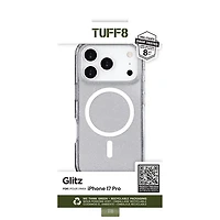 Étui rigide ajusté Glitz de TUFF8 avec MagSafe pour iPhone 17 Pro - Paillettes/Transparent