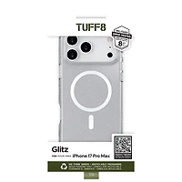 Étui rigide ajusté Glitz de TUFF8 avec MagSafe pour iPhone 17 Pro Max - Paillettes/Transparent