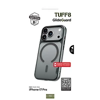 Étui souple ajusté GlideGuard de TUFF8 avec MagSafe pour iPhone 17 Pro - Noir fumé
