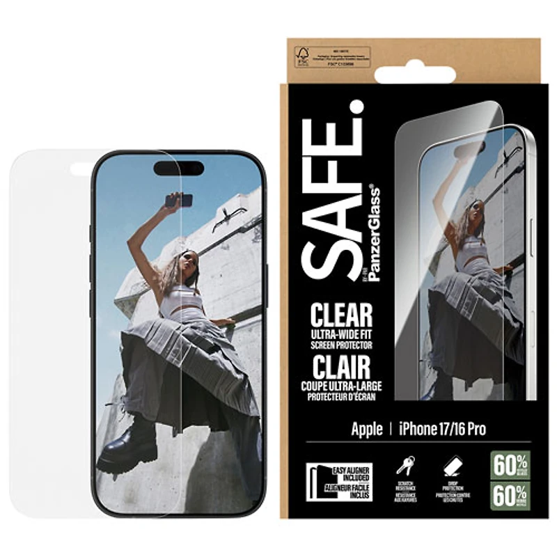 Protecteur d'écran en verre ultralarge SAFE de PanzerGlass pour iPhone 17