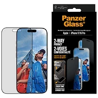 Protecteur d'écran en verre de confidentialité double sens de PanzerGlass pour iPhone 17/ Pro