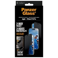 Protecteur d'écran en verre de confidentialité double sens de PanzerGlass pour iPhone 17/ Pro