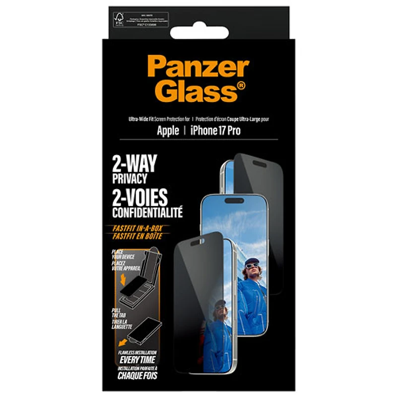 PanzerGlass 2-Way Privacy Glass Screen Protector for iPhone 17 Pro