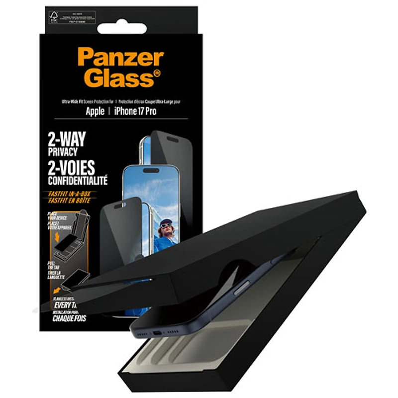PanzerGlass 2-Way Privacy Glass Screen Protector for iPhone 17 Pro