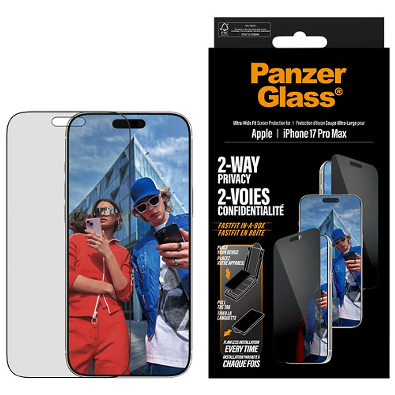 PanzerGlass 2-Way Privacy Glass Screen Protector for iPhone 17 Pro Max